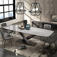 Load image into Gallery viewer, marble dining table rectangular small apartment light luxury dinner table designer postmodern minimalist conference table