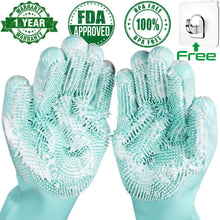 Load image into Gallery viewer, Magie Silikon Geschirr Wäscher Dish Waschen Schwamm Gummi Peeling Handschuhe Küche Reinigung 1 Paar