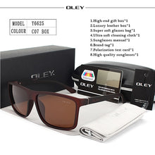 Load image into Gallery viewer, OLEY Polarized Men Sunglasses brand designer Retro Square Sun Glasses Accessories Unisex driving goggles oculos de sol Y6625