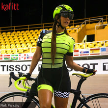 Load image into Gallery viewer, kafitt Pro Team Triathlon Set Women's Cycling Jersey One Piece Jumpsuit Short Sleeve Macaquinho Ciclismo Feminino Set Gel Pad