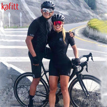Load image into Gallery viewer, kafitt Pro Team Triathlon Set Women's Cycling Jersey One Piece Jumpsuit Short Sleeve Macaquinho Ciclismo Feminino Set Gel Pad