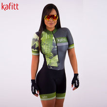 Load image into Gallery viewer, kafitt Pro Team Triathlon Set Women's Cycling Jersey One Piece Jumpsuit Short Sleeve Macaquinho Ciclismo Feminino Set Gel Pad