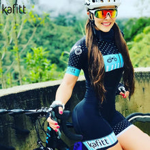 Load image into Gallery viewer, kafitt Pro Team Triathlon Set Women's Cycling Jersey One Piece Jumpsuit Short Sleeve Macaquinho Ciclismo Feminino Set Gel Pad
