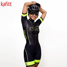 Load image into Gallery viewer, kafitt Pro Team Triathlon Set Women's Cycling Jersey One Piece Jumpsuit Short Sleeve Macaquinho Ciclismo Feminino Set Gel Pad